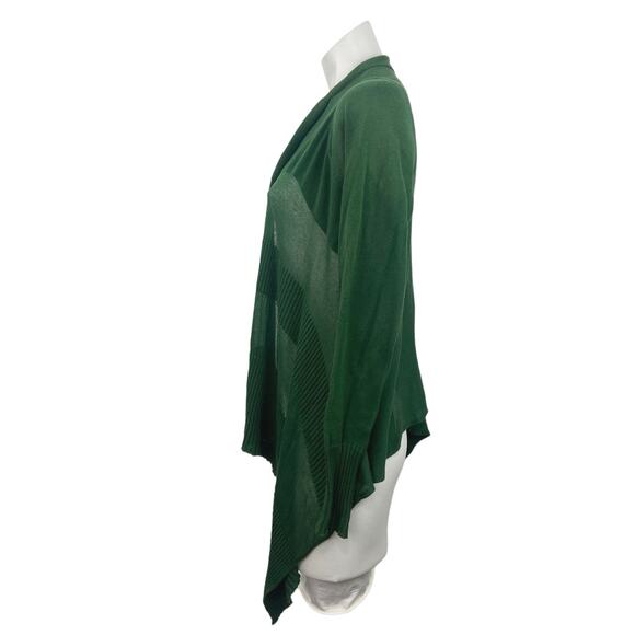 BCBGMaxazria Green Open Front Knit Chiffon High-Low Hem Semi Sheer Cardigan XS - Picture 2 of 5